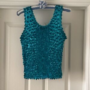 Teal Textured Sleeveless Top